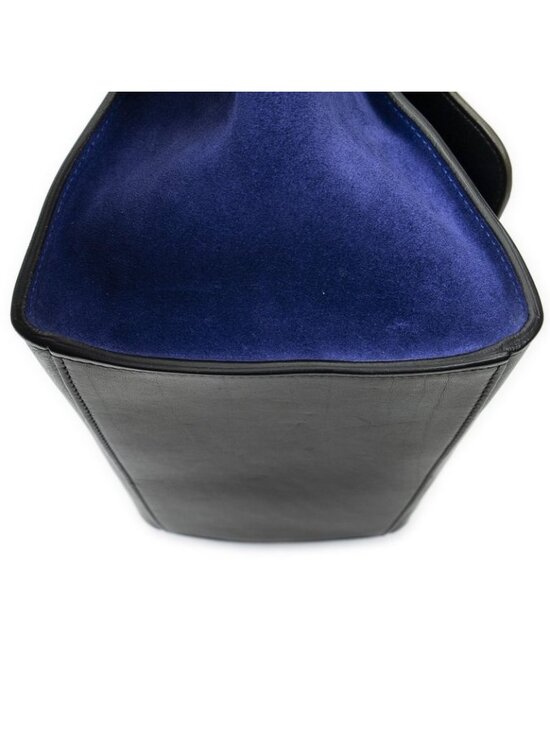 Celine Small Tricolor Trapeze Black Blue Brown Calfskin Leather - Picture 7 of 10